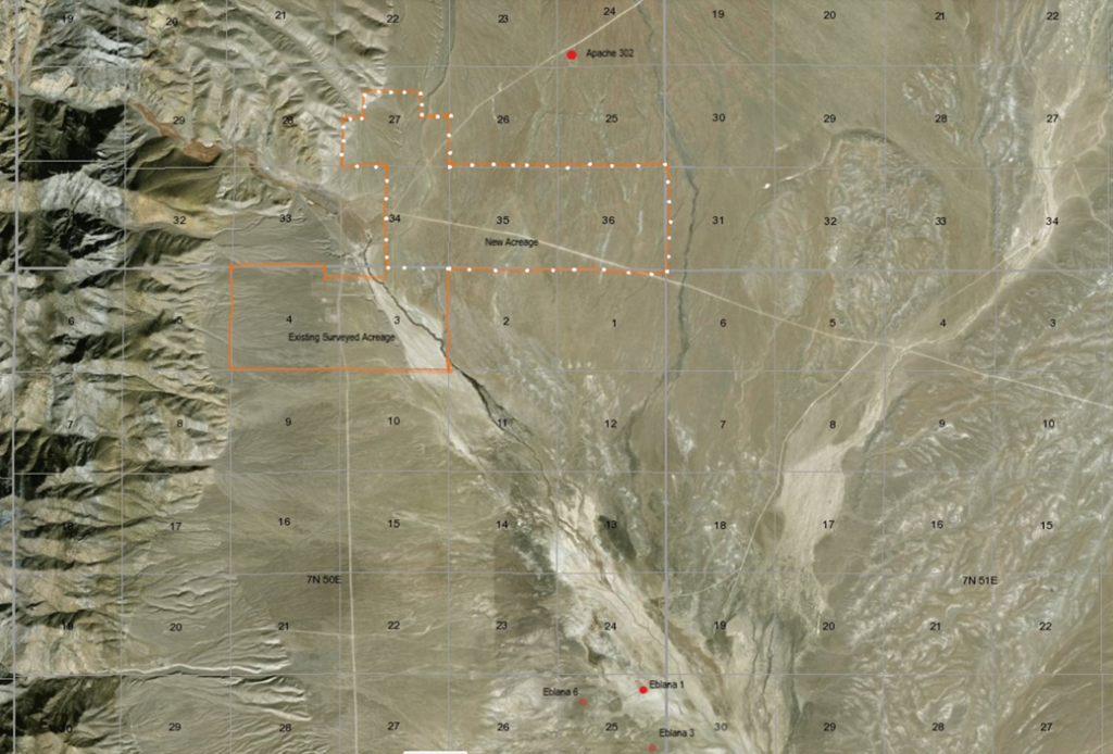 Aerial view of leases in Hot Creek Valley
